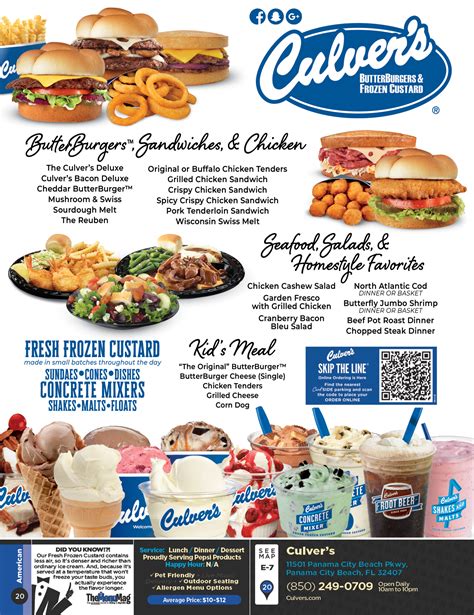 culver's menu|culver's complete menu.